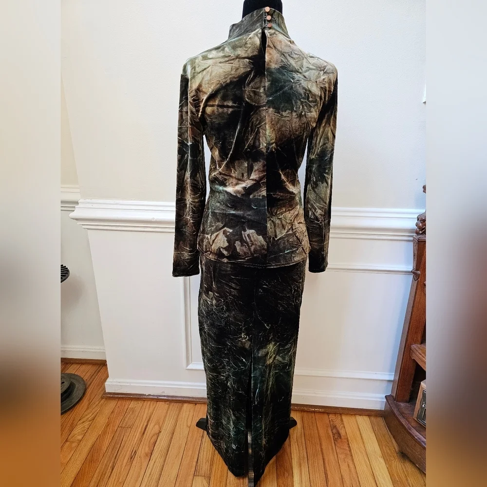 Cache Olive Green and Brown Velvet Skirt Set - Picture 3 of 15